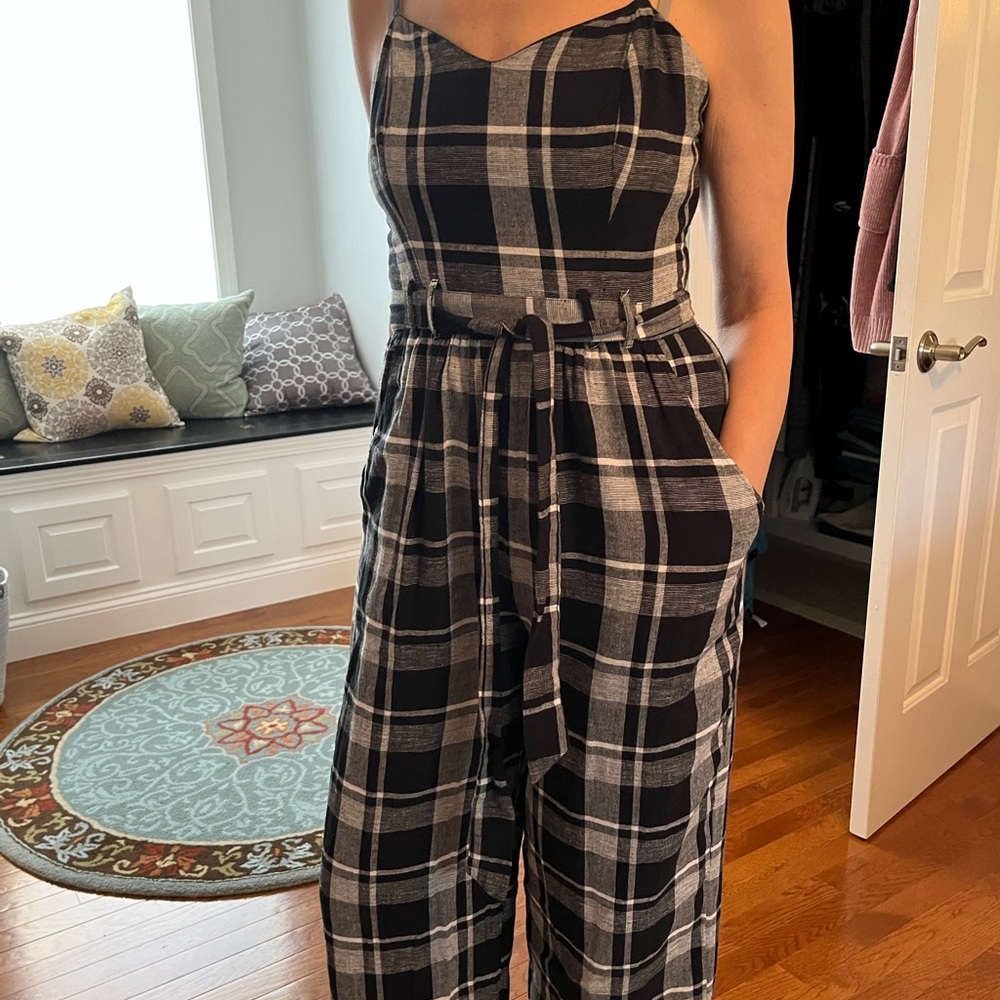 AE Plaid Linen Jumpsuit